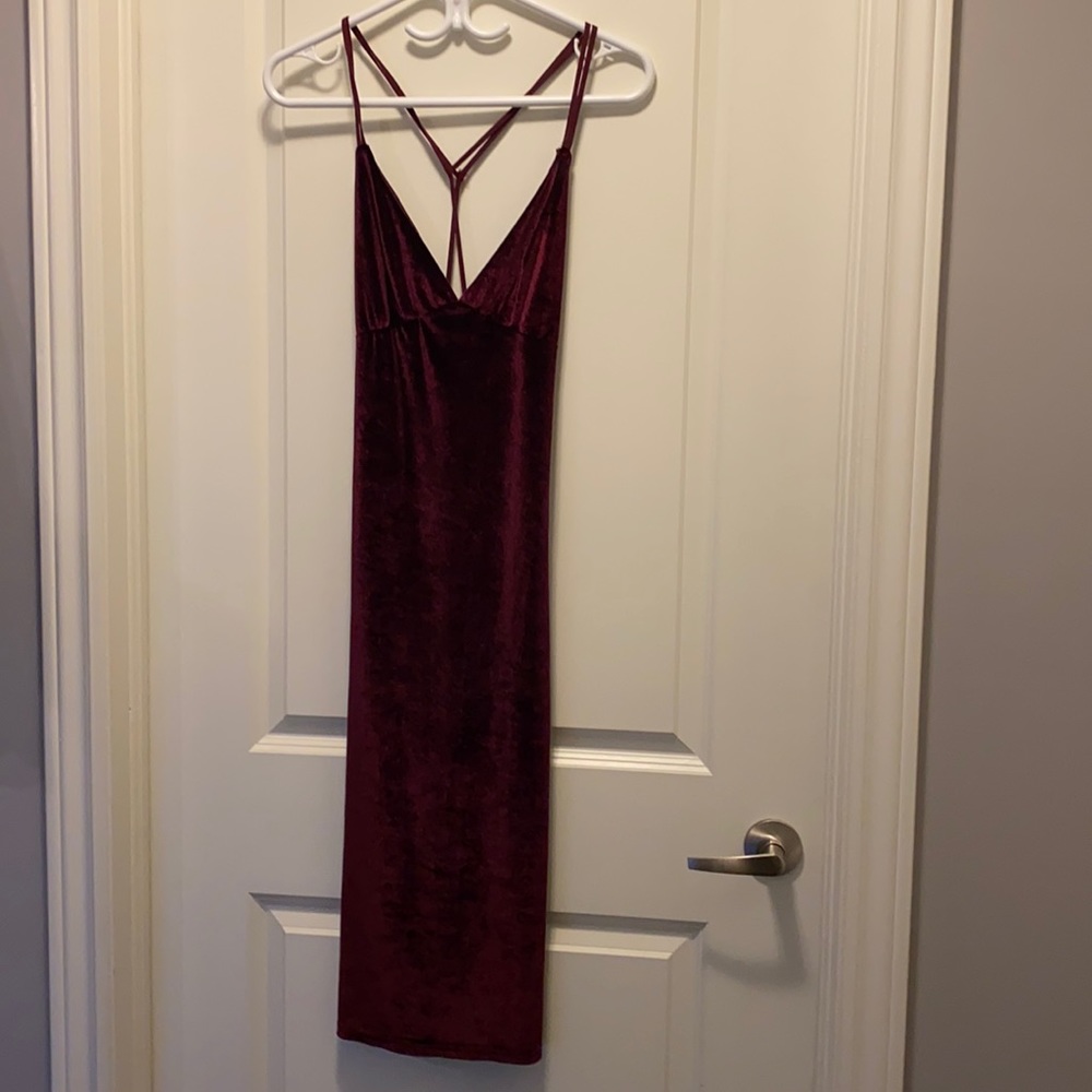 Another Story Midi Length Strappy Velvet Dress
